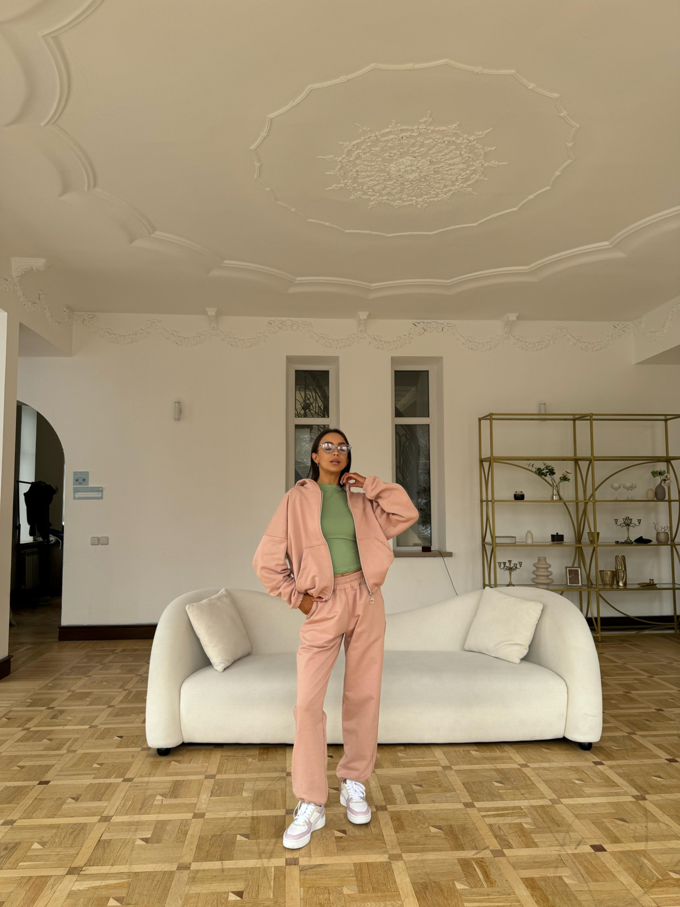 Demi-set zip “dusty rose”
