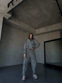 KHAKI WASHED zip warm set