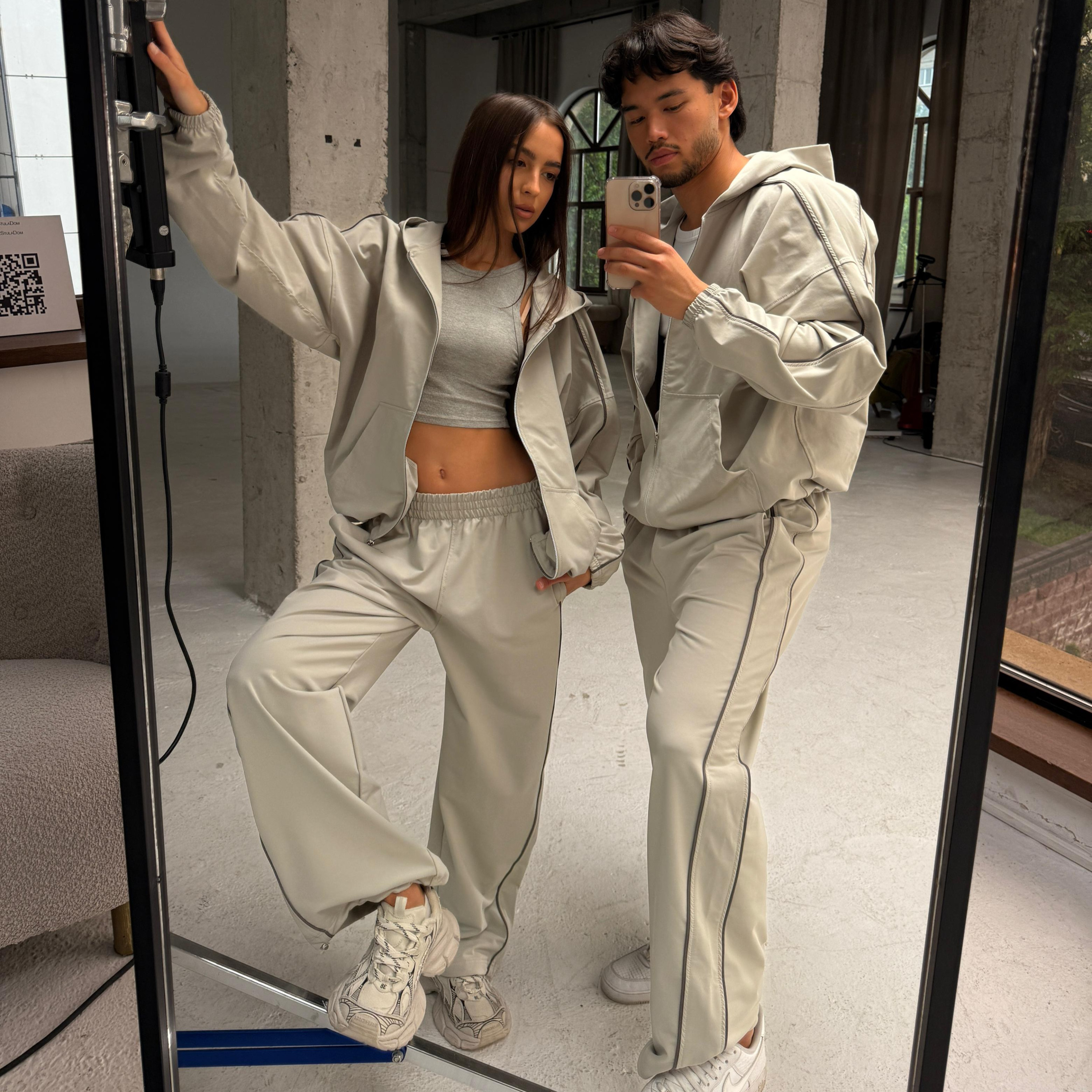 silver gray anorak set