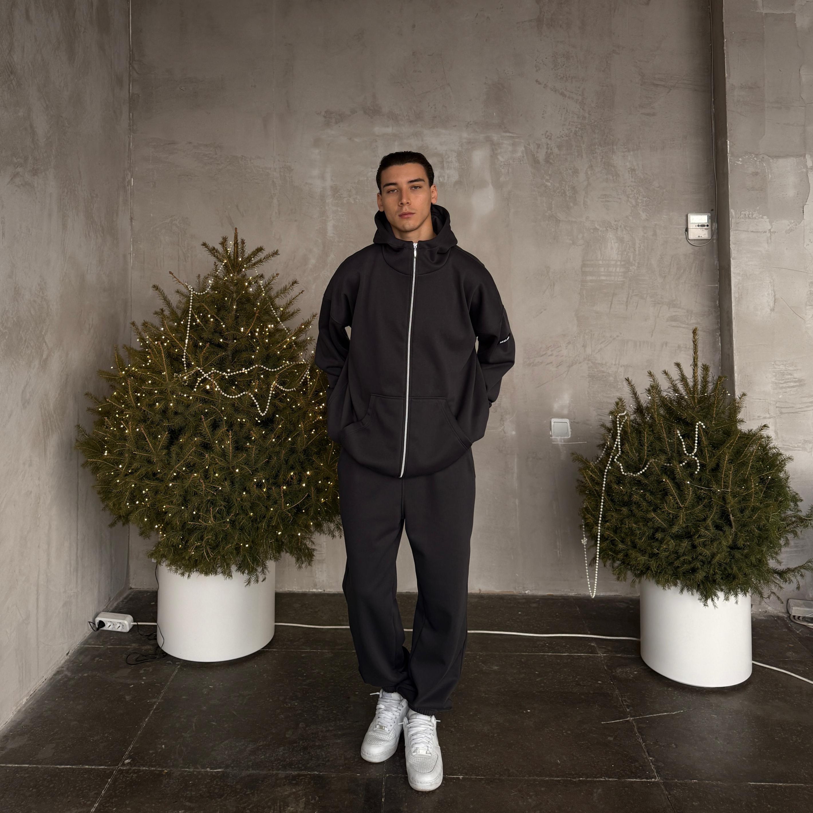 dark graphite warm zip set