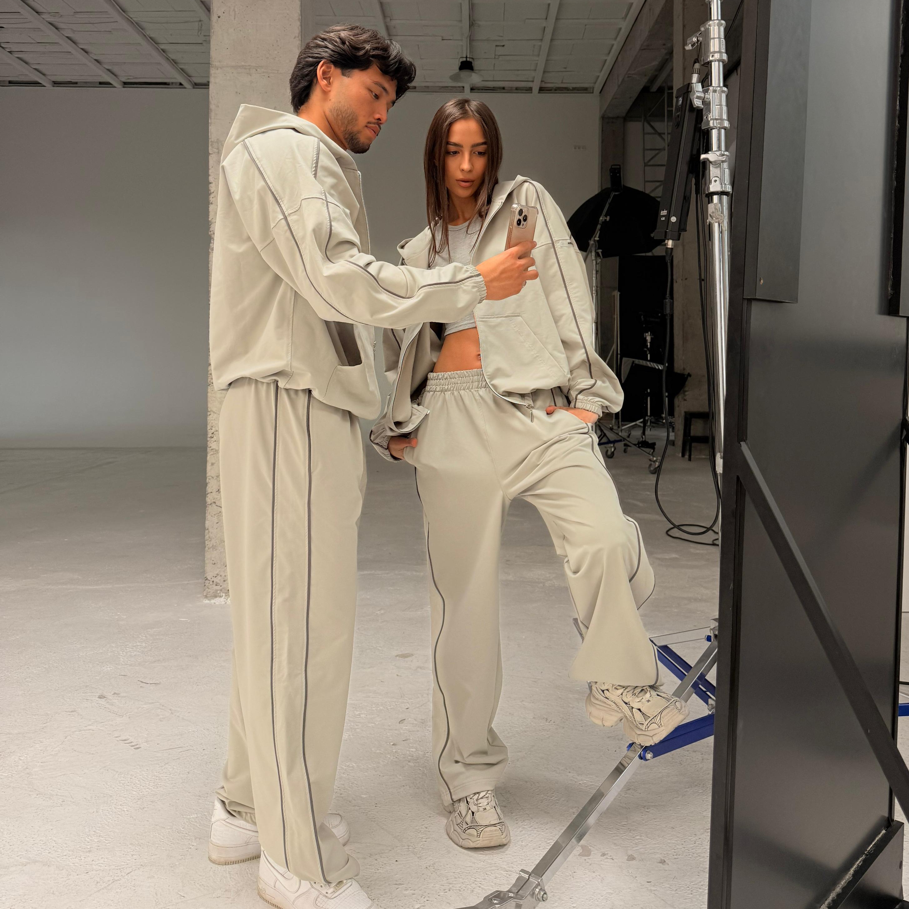 silver gray anorak set
