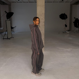 anthracite pink warm zip set