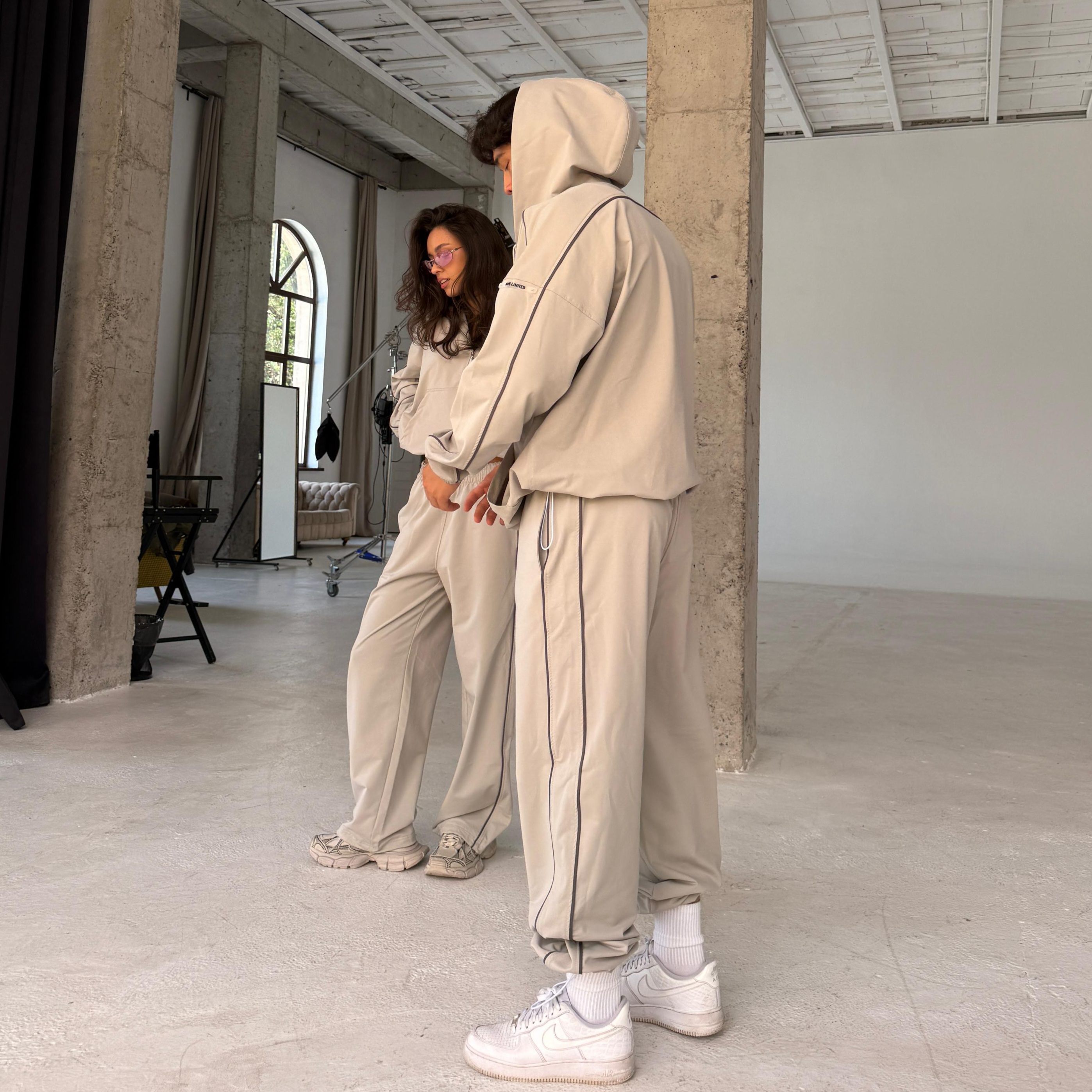 silver gray anorak set