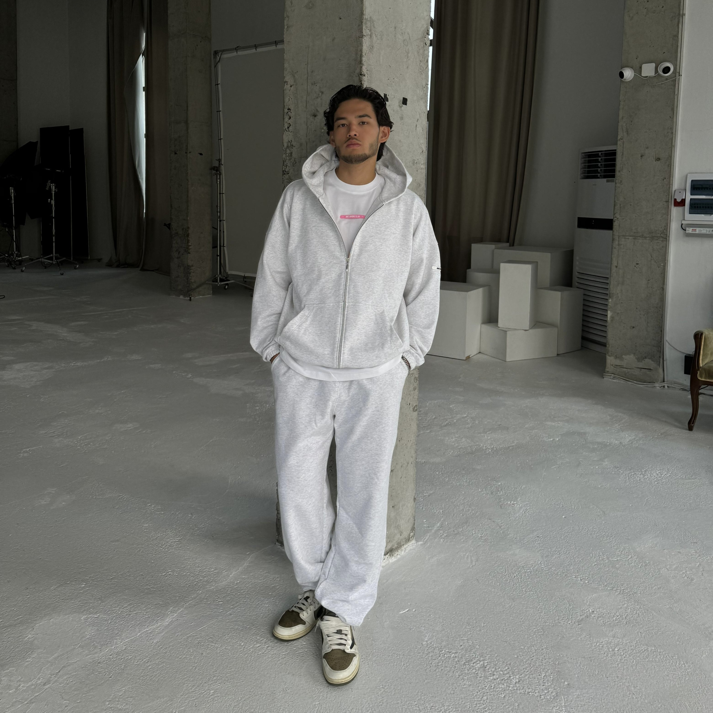 Demi-set zip hoodie “melange”