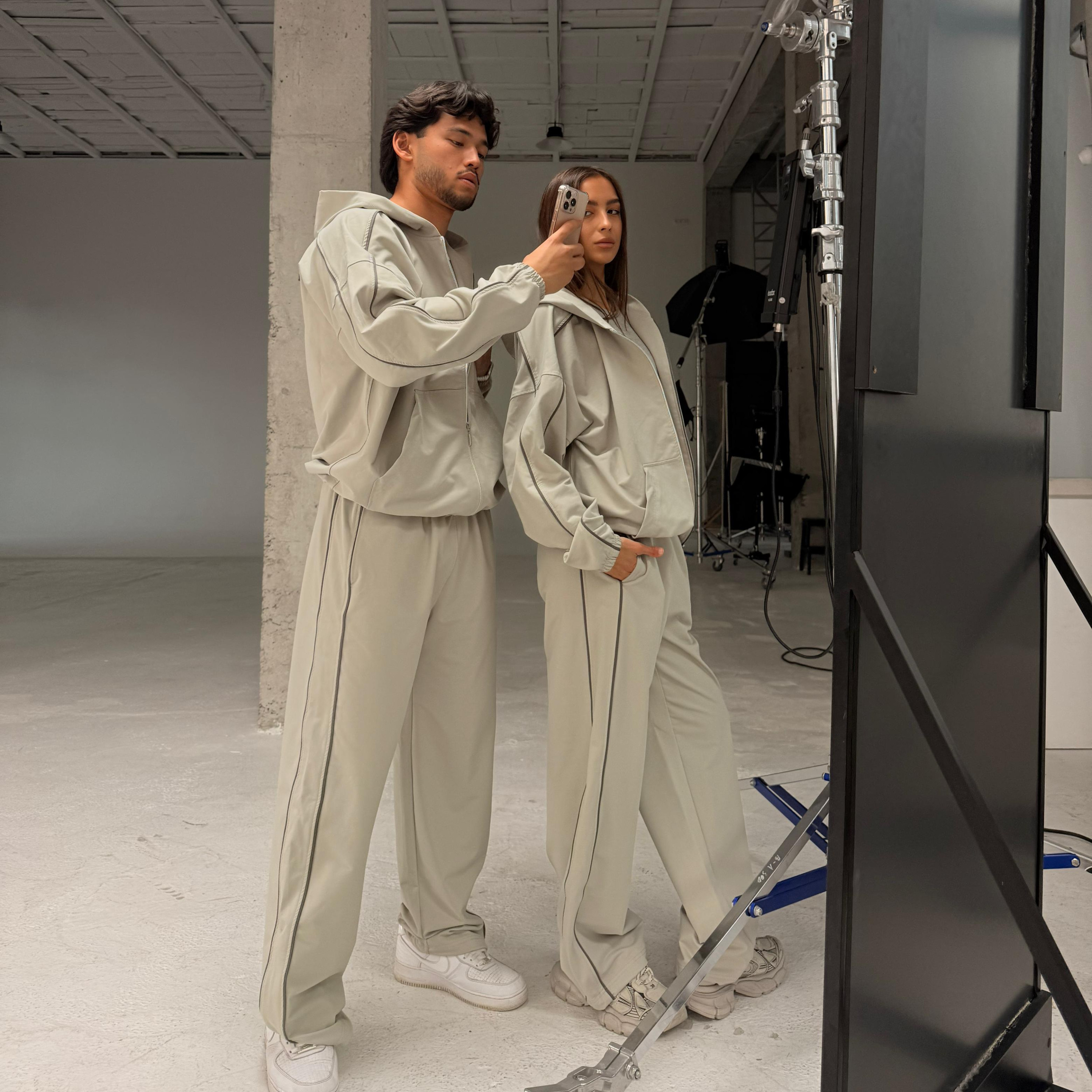 silver gray anorak set