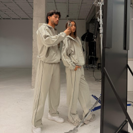 silver gray anorak set