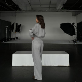 Volcanic gray premium velour crop zip set