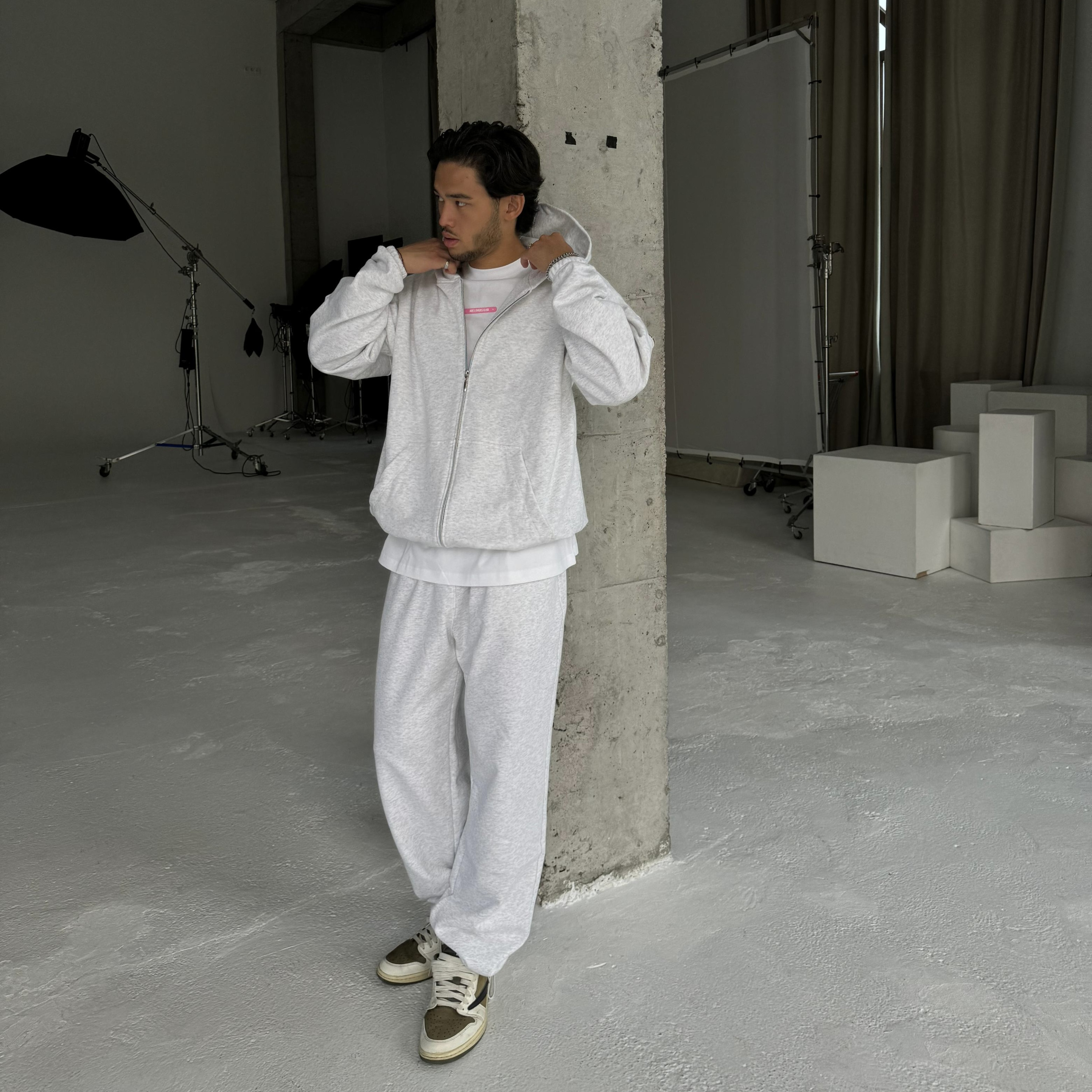 Demi-set zip hoodie “melange”