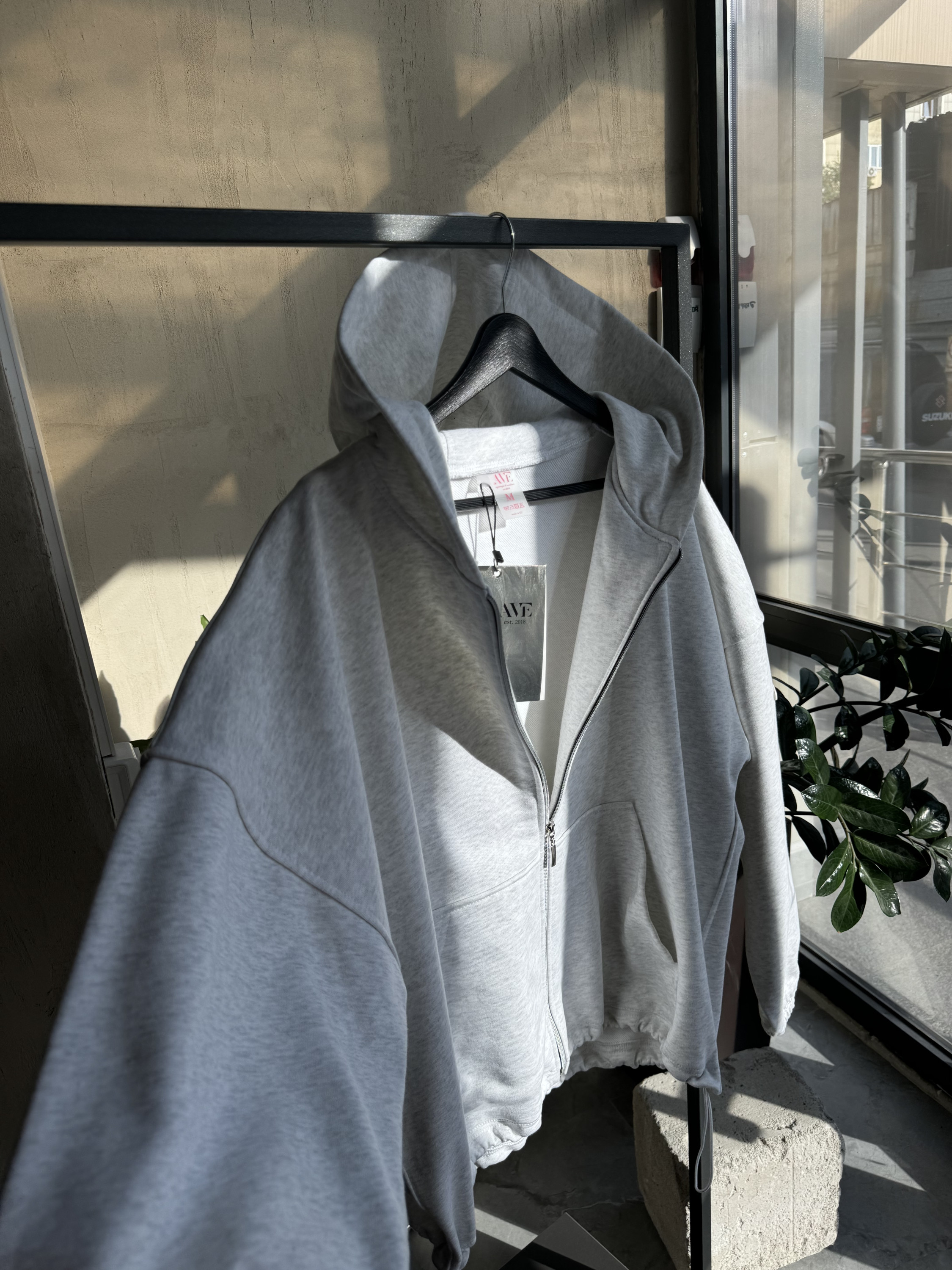 Demi-zip hoodie “melange”