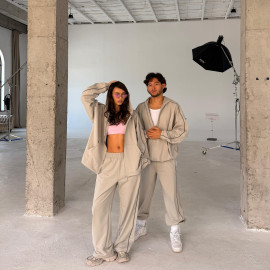 silver gray anorak set