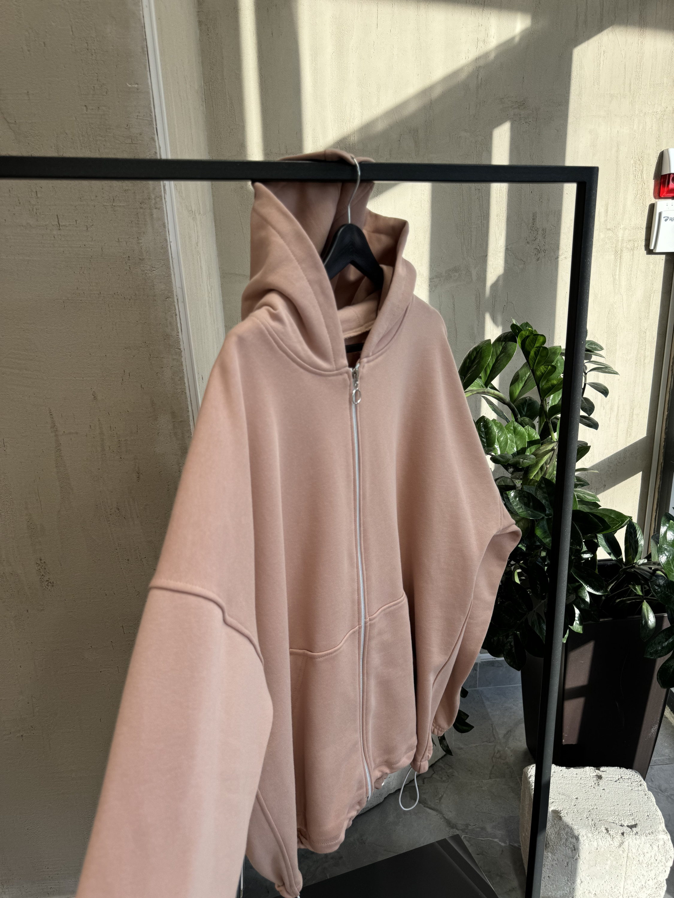 Demi-zip hoodie “dusty rose”