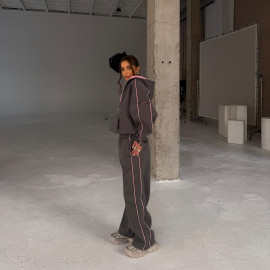 anthracite pink warm zip set