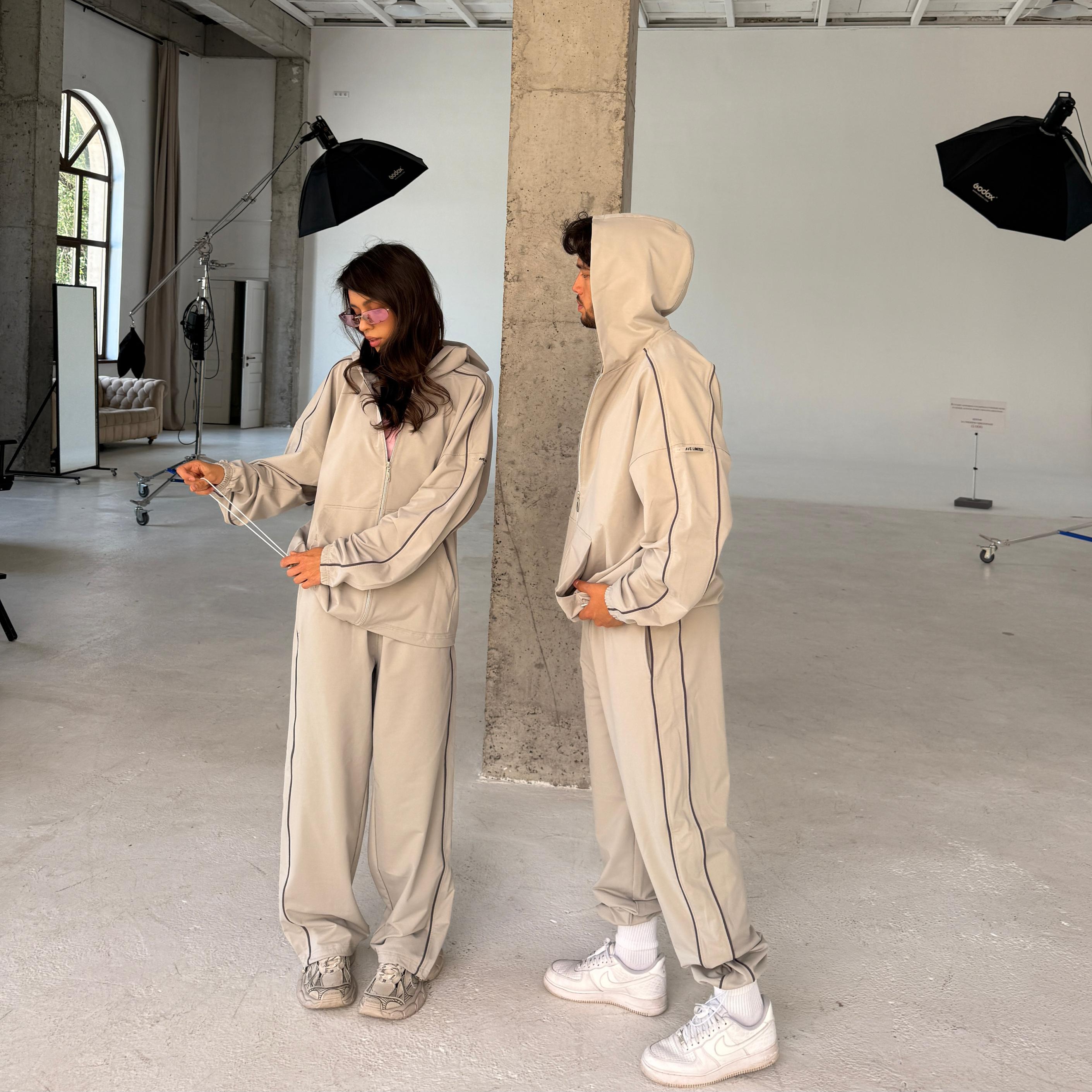 silver gray anorak set